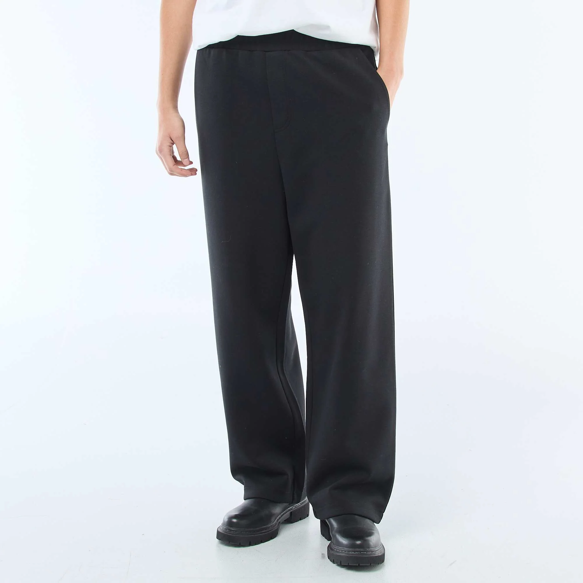 Wide-Leg Jogger Style Pants BLACK - Image 2