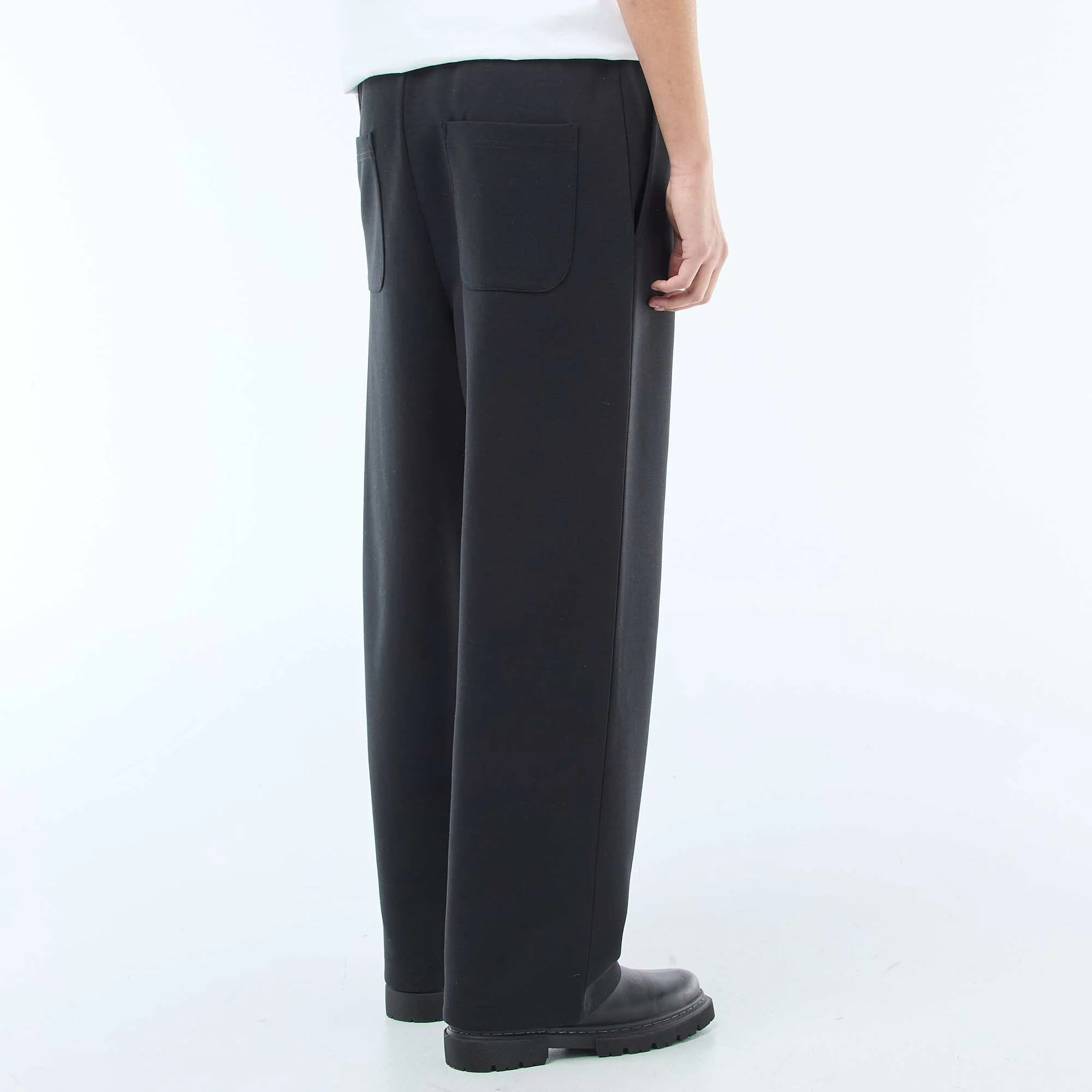 Wide-Leg Jogger Style Pants BLACK - Image 3