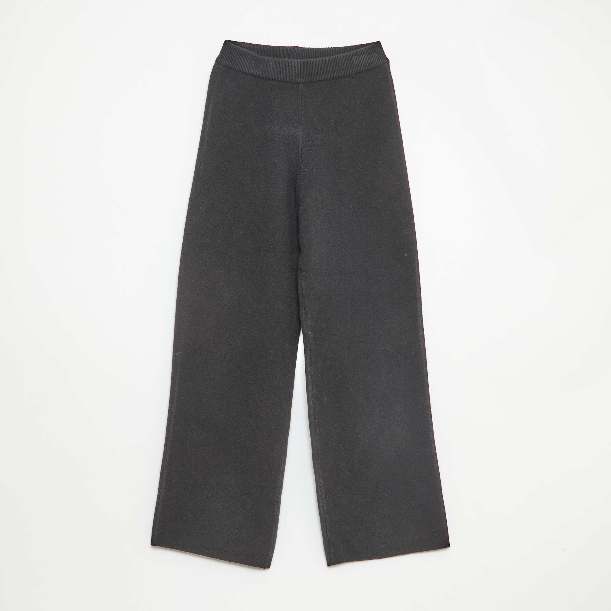 Wide Leg Knit Pants BLACK