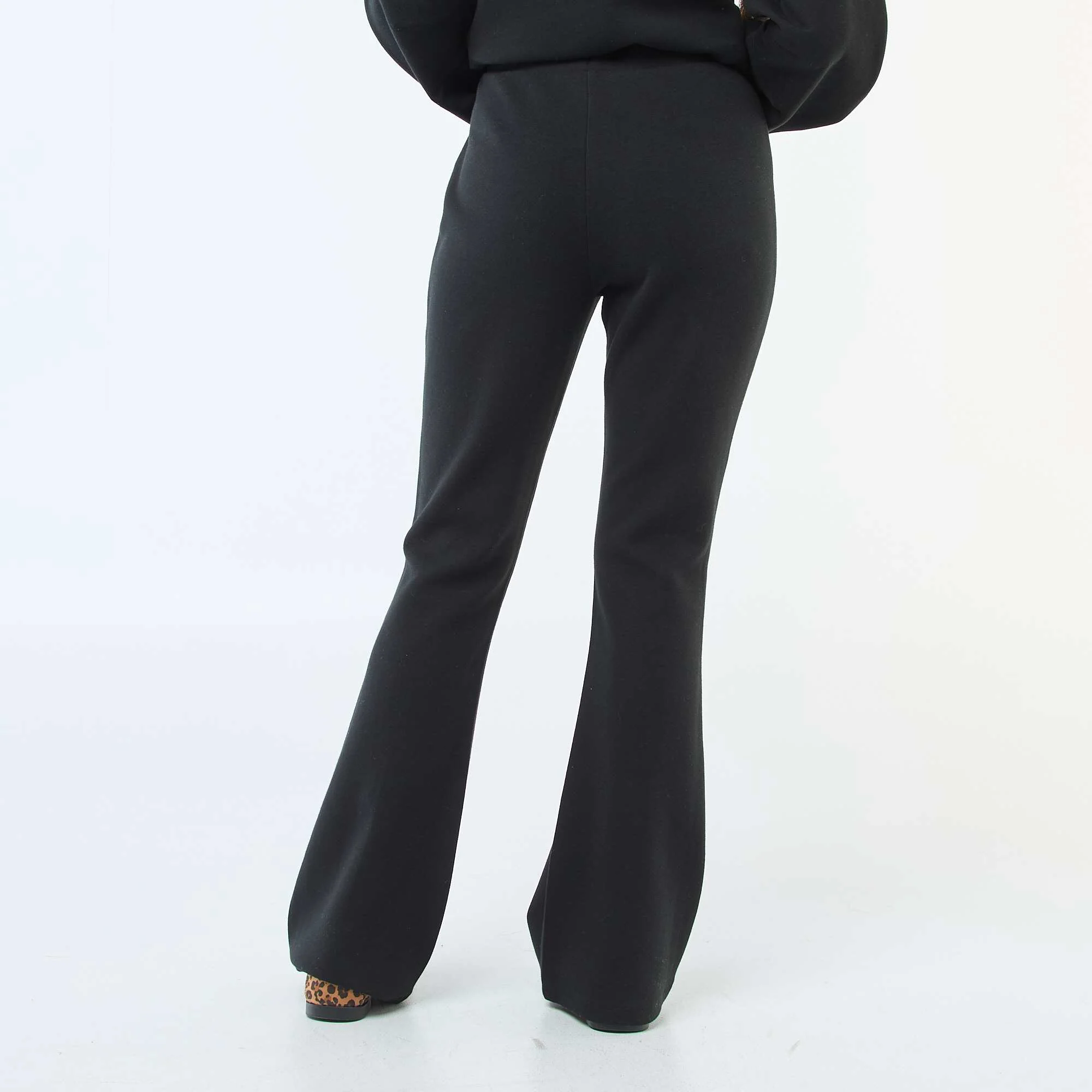 Wide-leg Light Fleece Pants BLACK - Image 4