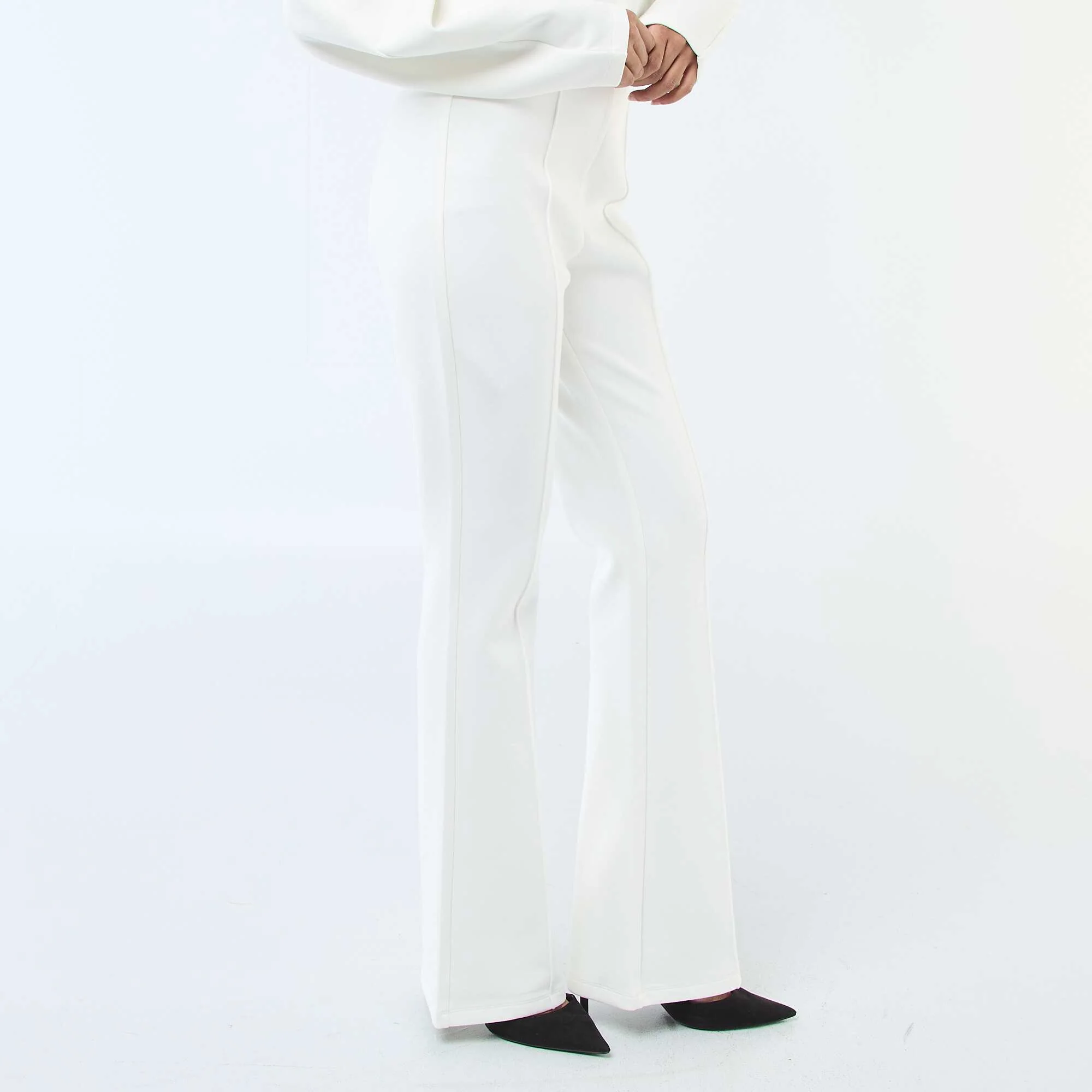 Wide-Leg Light Fleece Pants WHITE - Image 2