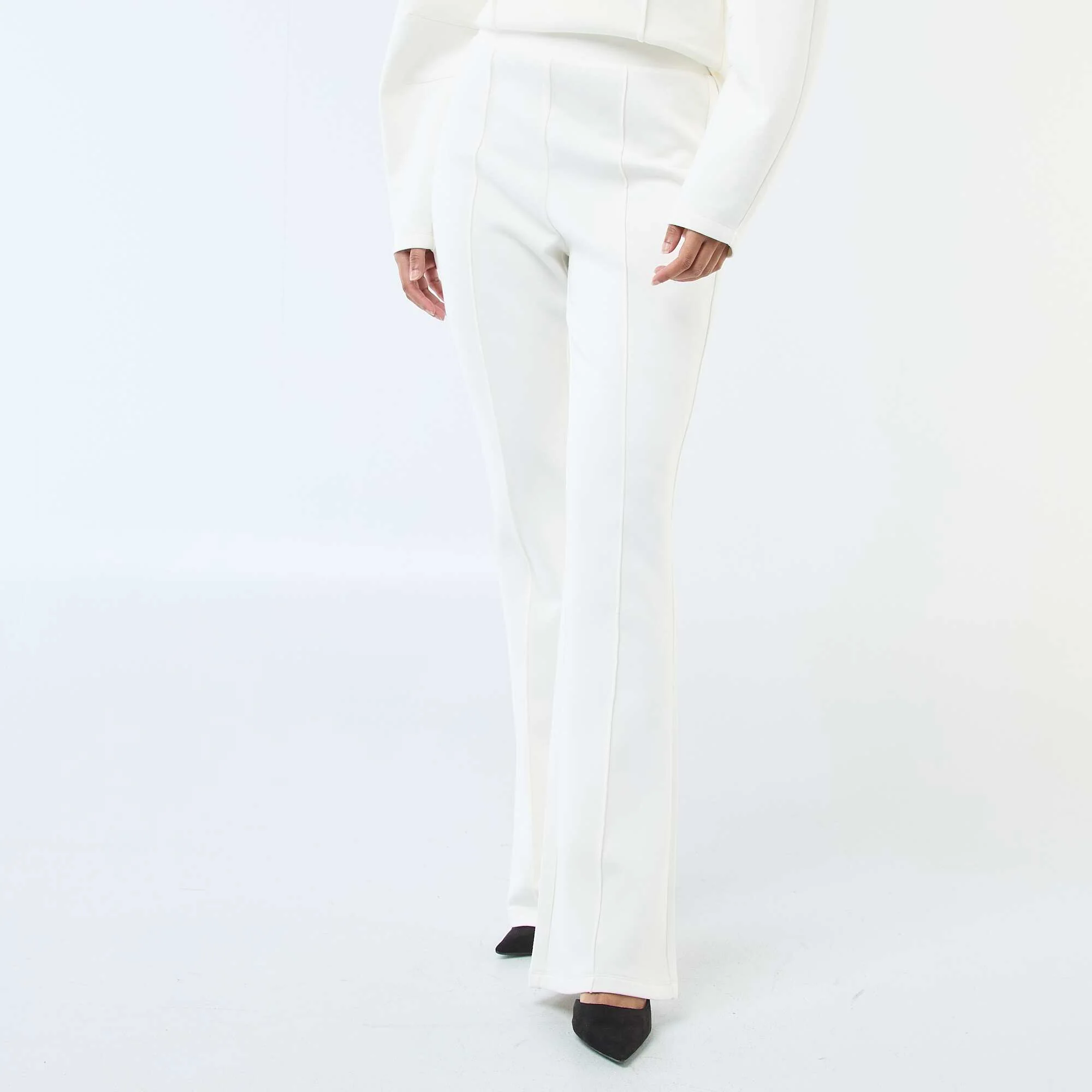 Wide-Leg Light Fleece Pants WHITE - Image 4