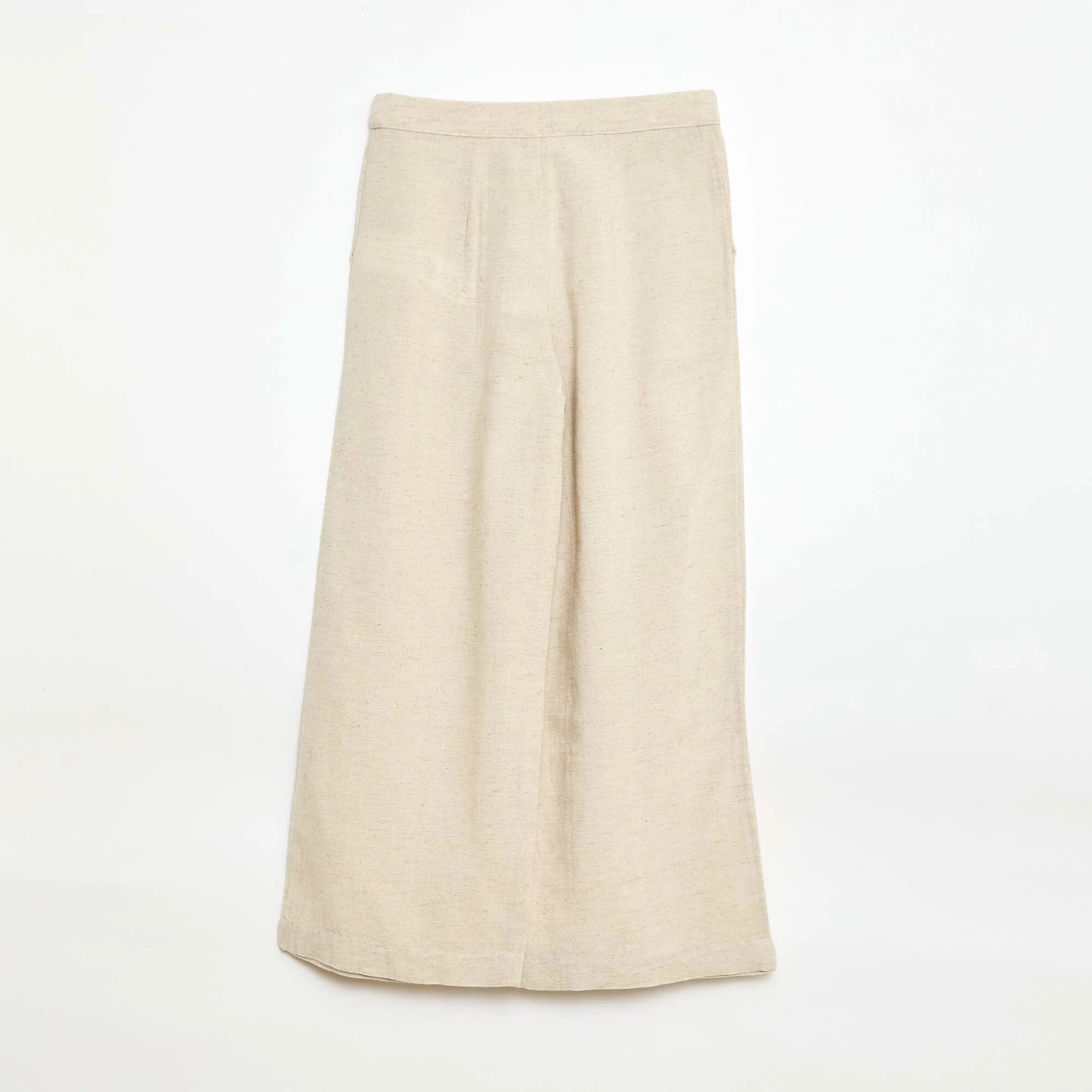 Wide-Leg Linen-Blend Trousers WHITE - Image 2