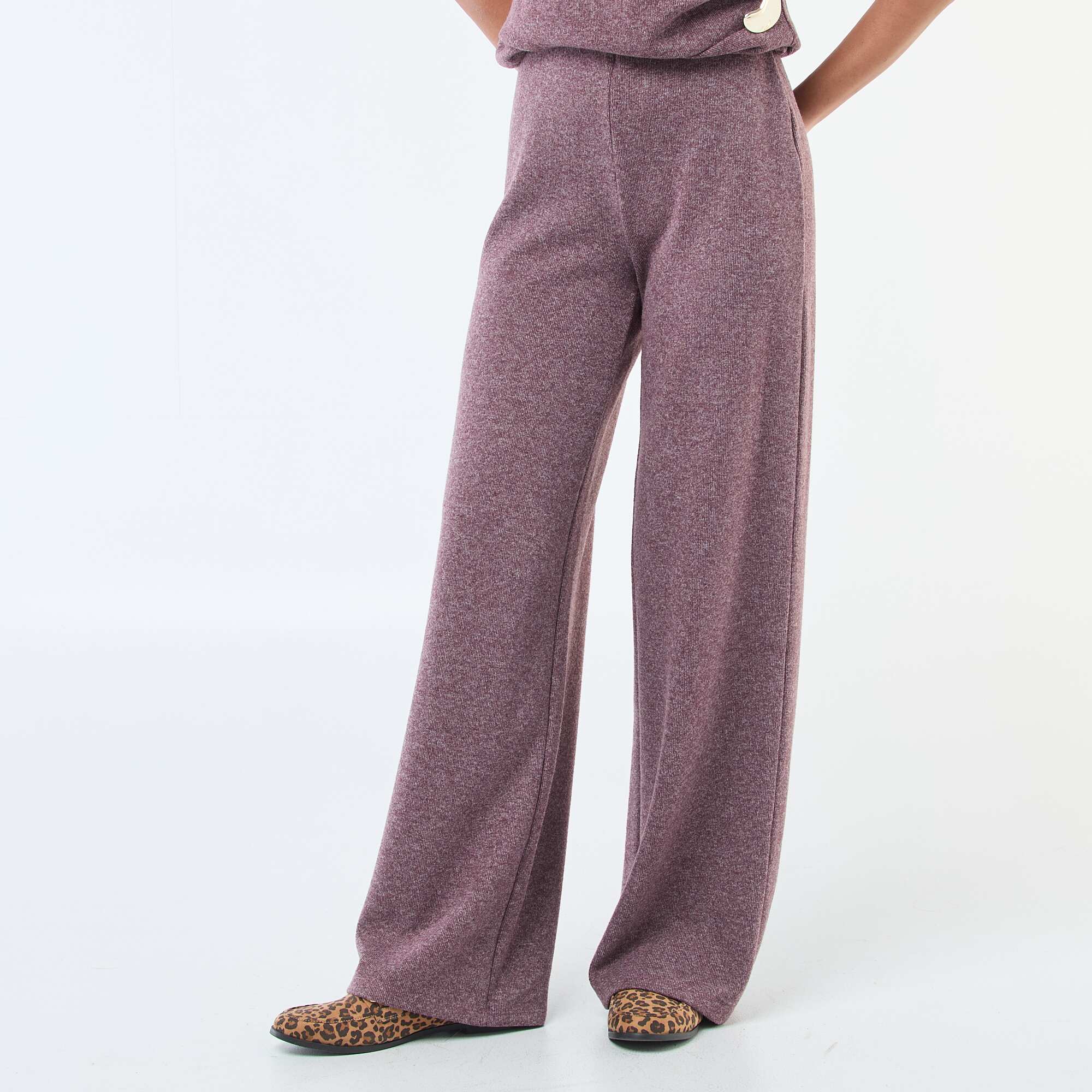 Wide Leg Lounge Knit Pants RED - Image 2
