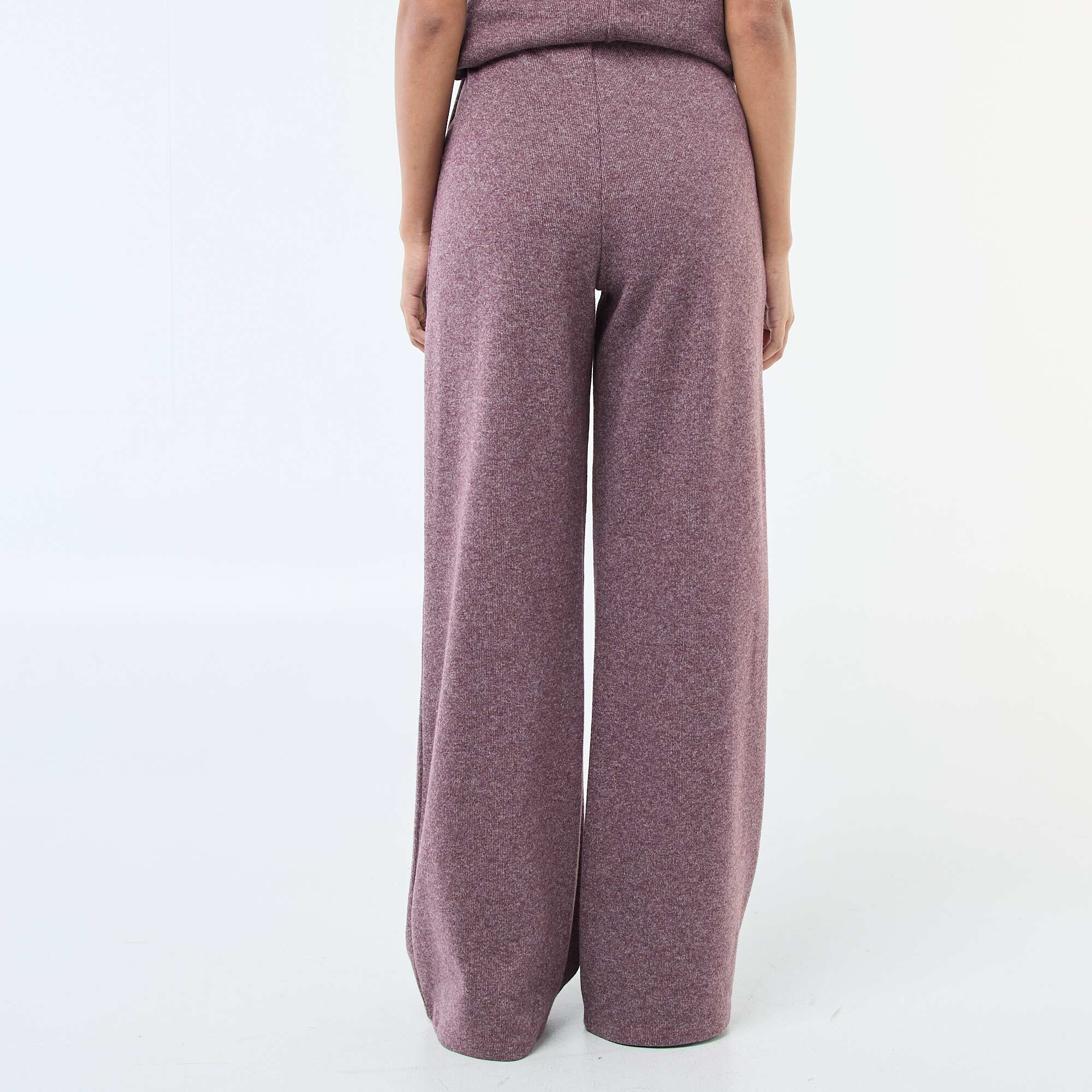 Wide Leg Lounge Knit Pants RED - Image 3