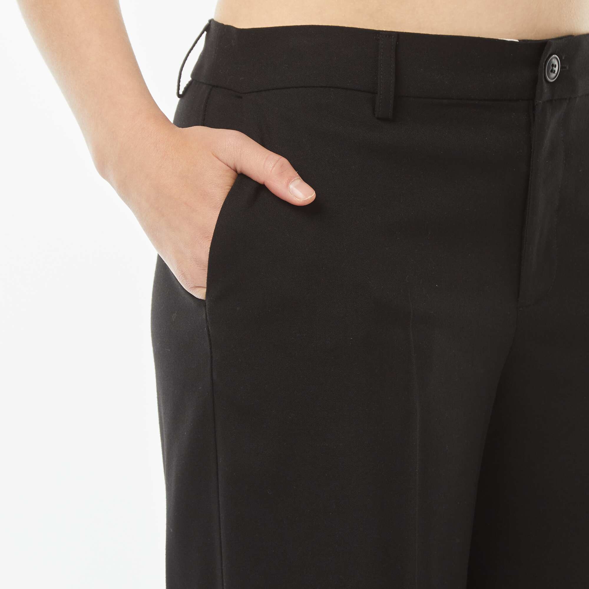 Wide-leg smart trousers with darts BLACK - Image 5