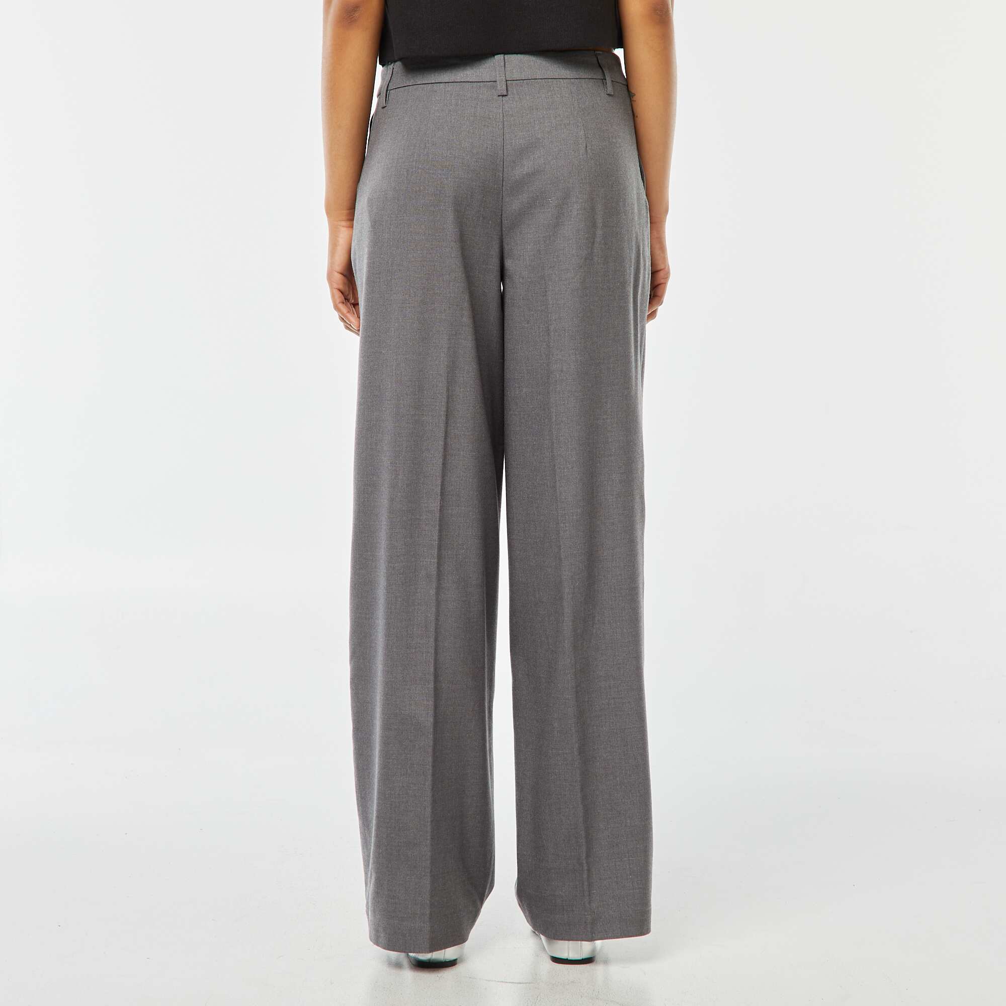 Wide-leg smart trousers with darts GREY - Image 3