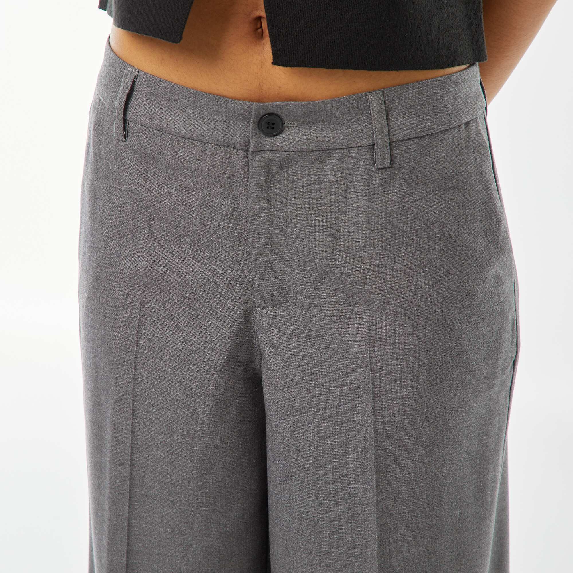 Wide-leg smart trousers with darts GREY - Image 4