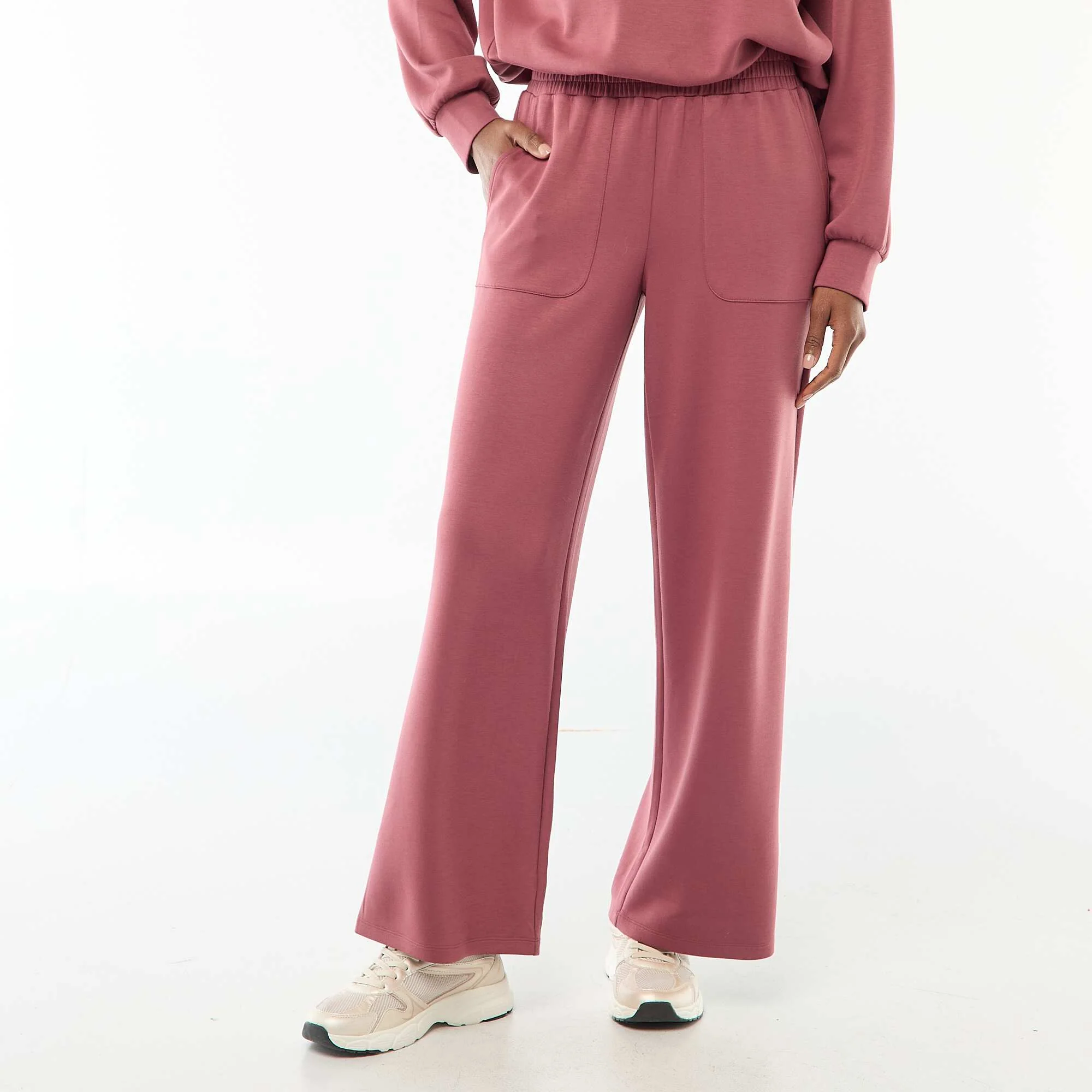 Wide-Leg Soft Knit Joggers PINK - Image 2
