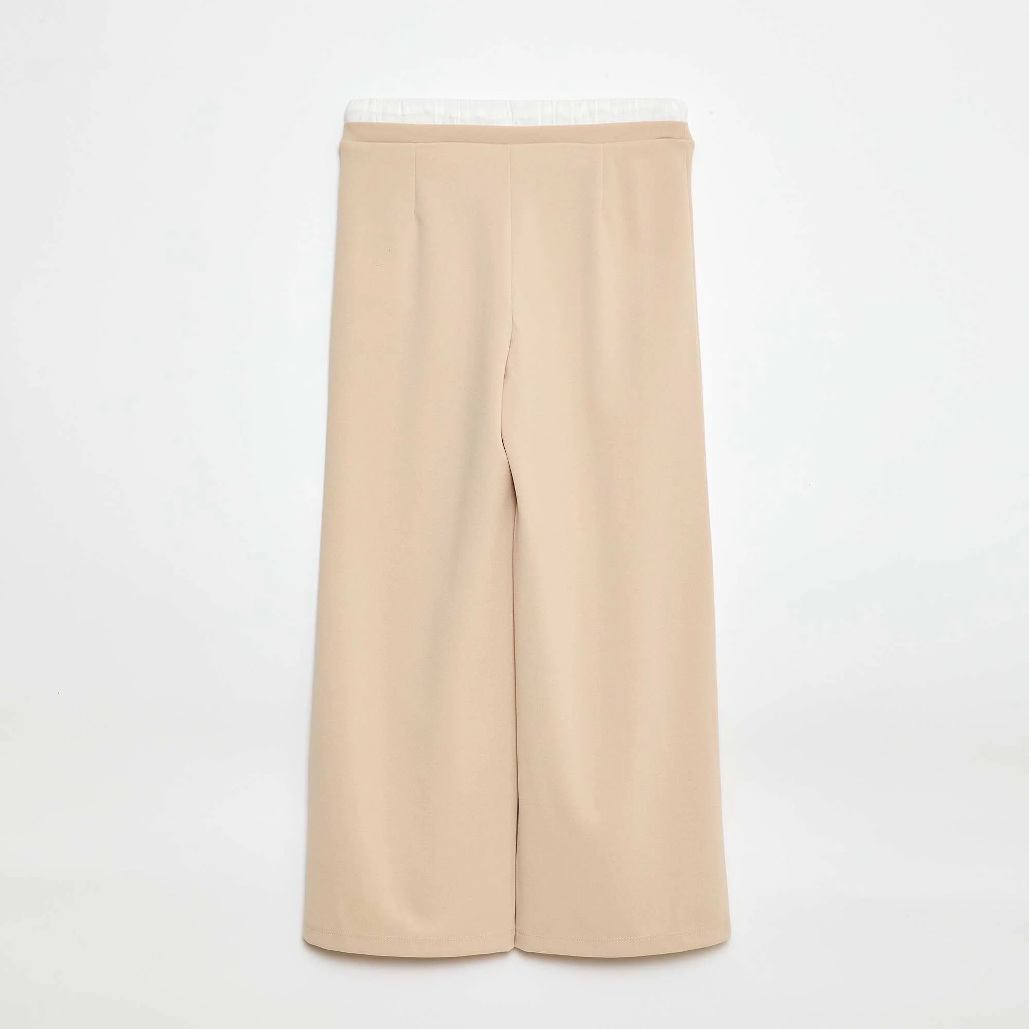 Wide-Leg Trousers with 2-in-1 Boxer Short Style BEIGE - Image 2