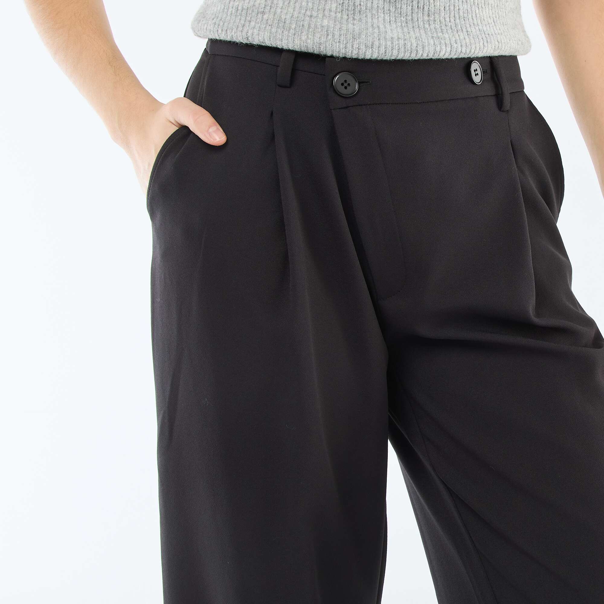 Wide-Leg Trousers with Asymmetrical Opening BLACK - Image 5