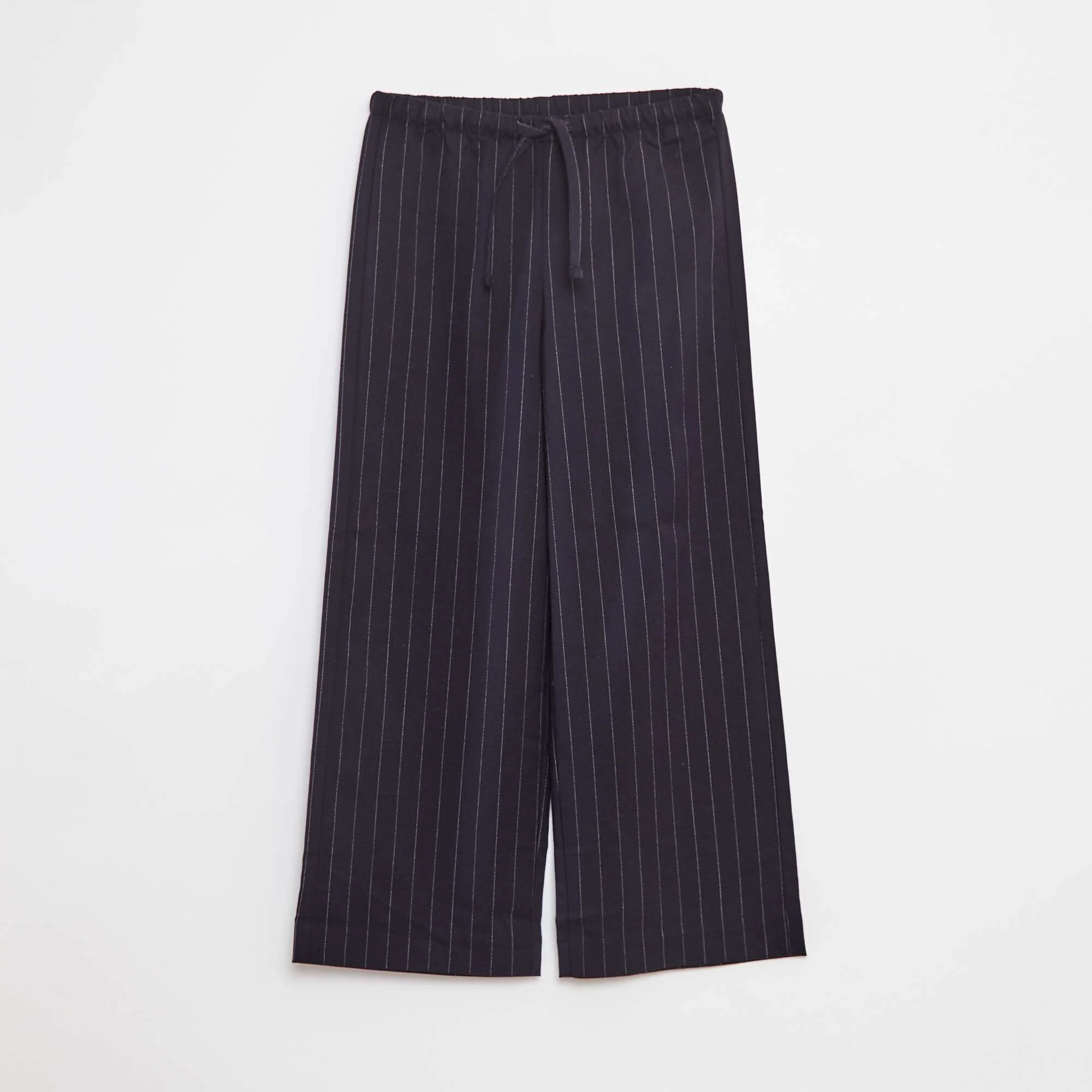 Wide-leg trousers with elasticated waistband and 2 pockets BLUE