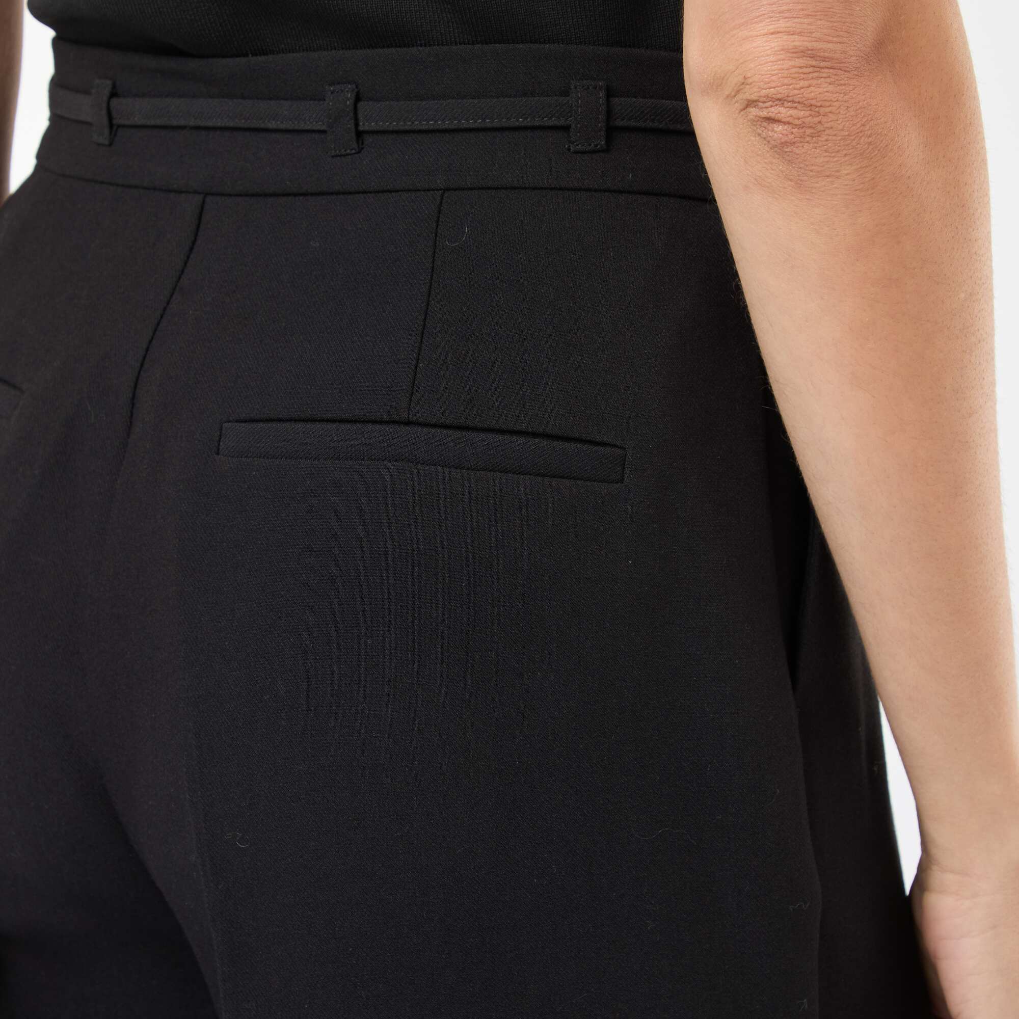Wide-Leg Trousers with Tie Belt BLACK - Image 6