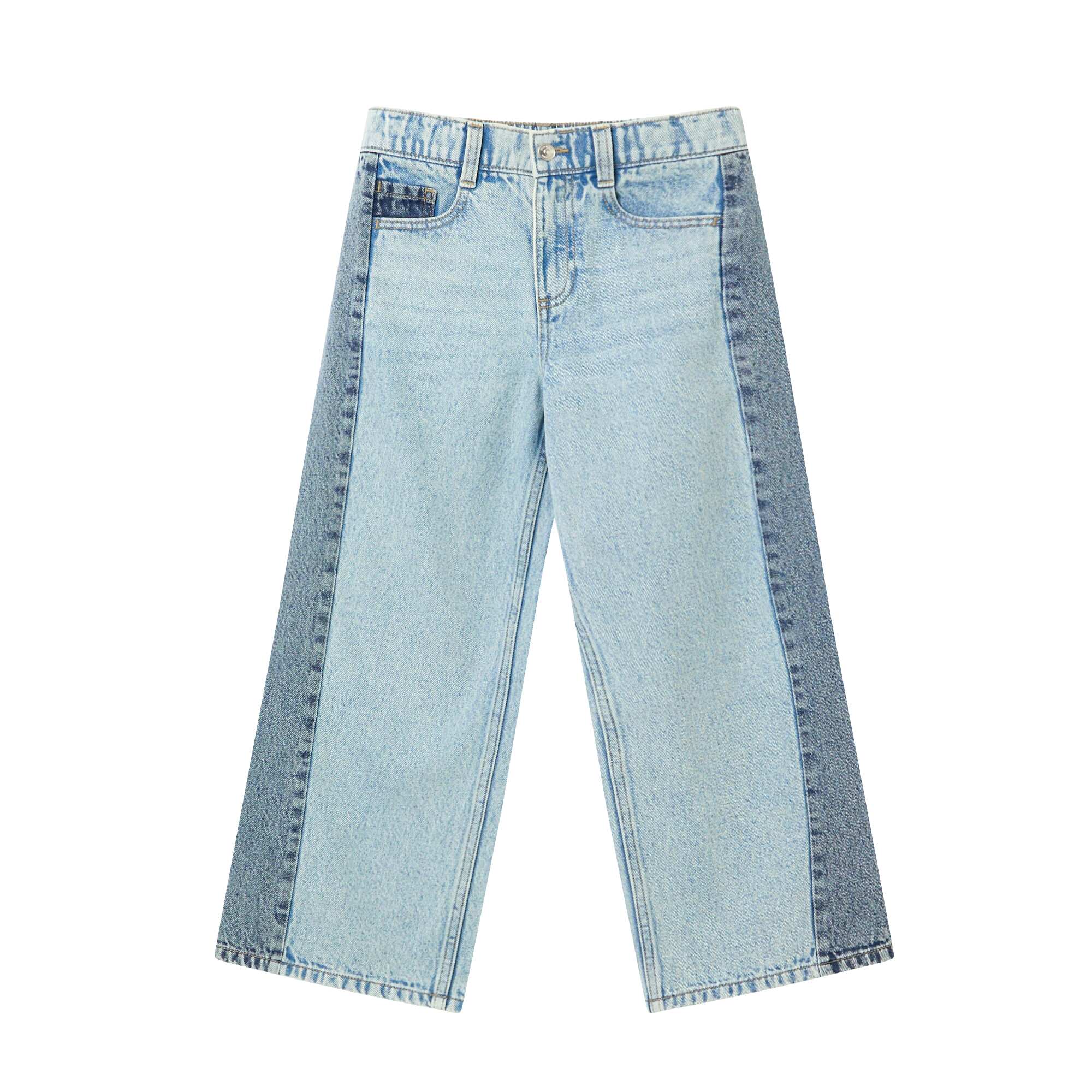 Wide Leg Two-Tone Trousers BLUE