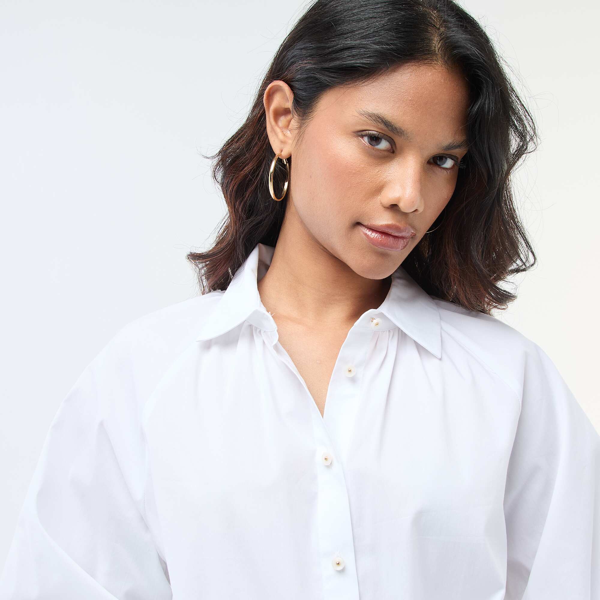 Wide-Sleeve Poplin Shirt WHITE - Image 3
