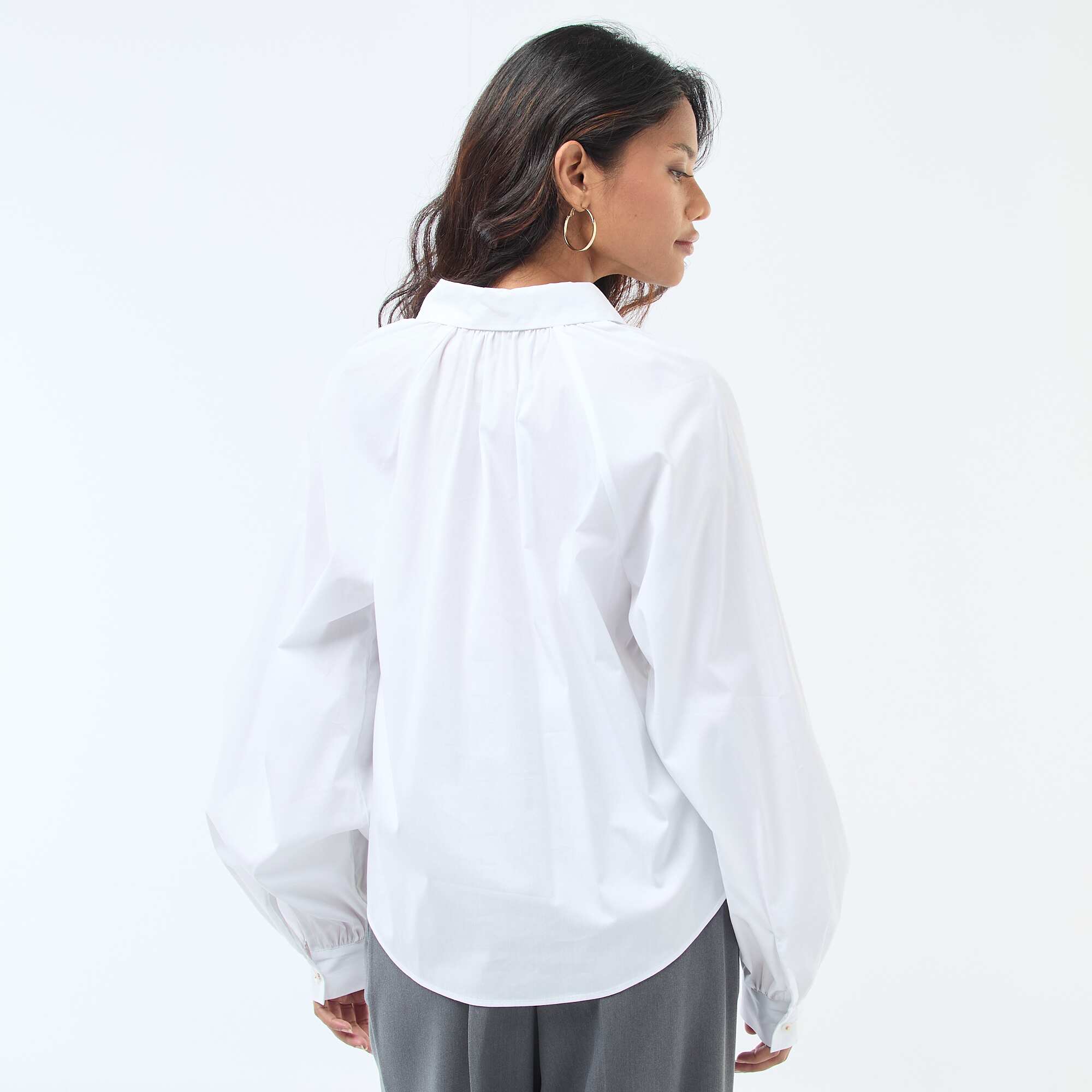 Wide-Sleeve Poplin Shirt WHITE - Image 5
