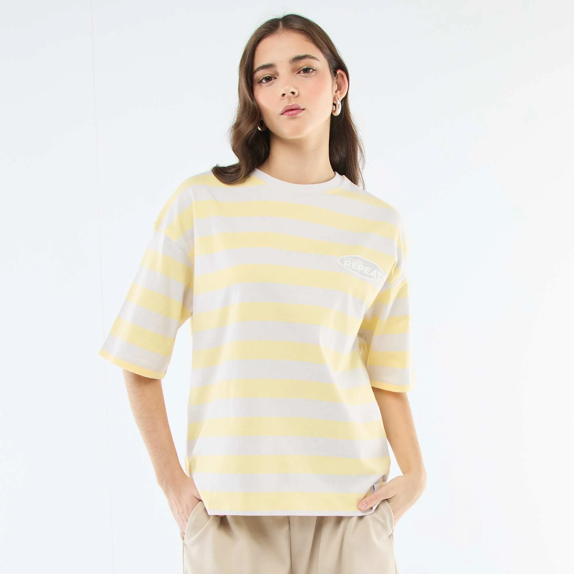 Wide Stripe T-shirt GREY - Image 3