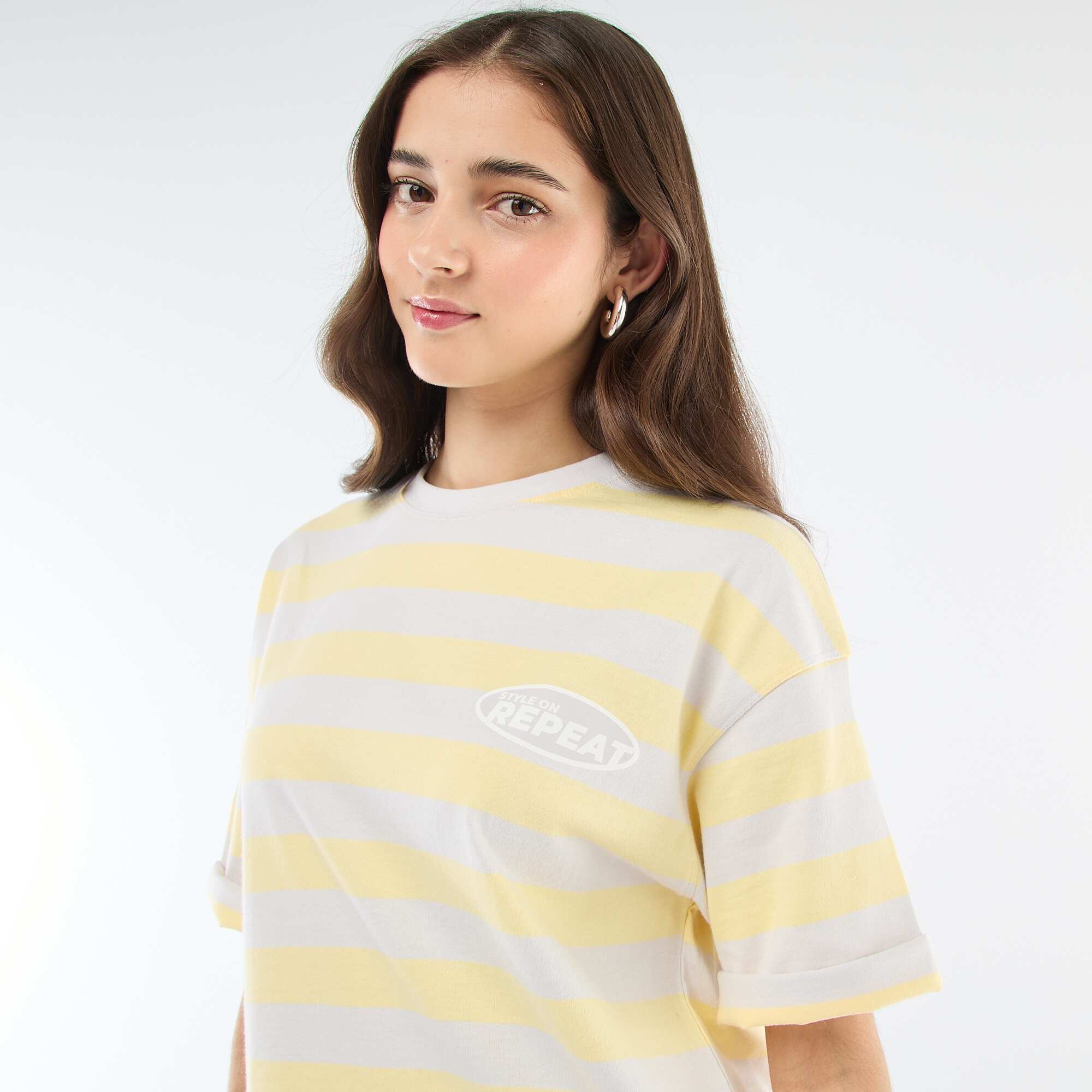 Wide Stripe T-shirt GREY - Image 5