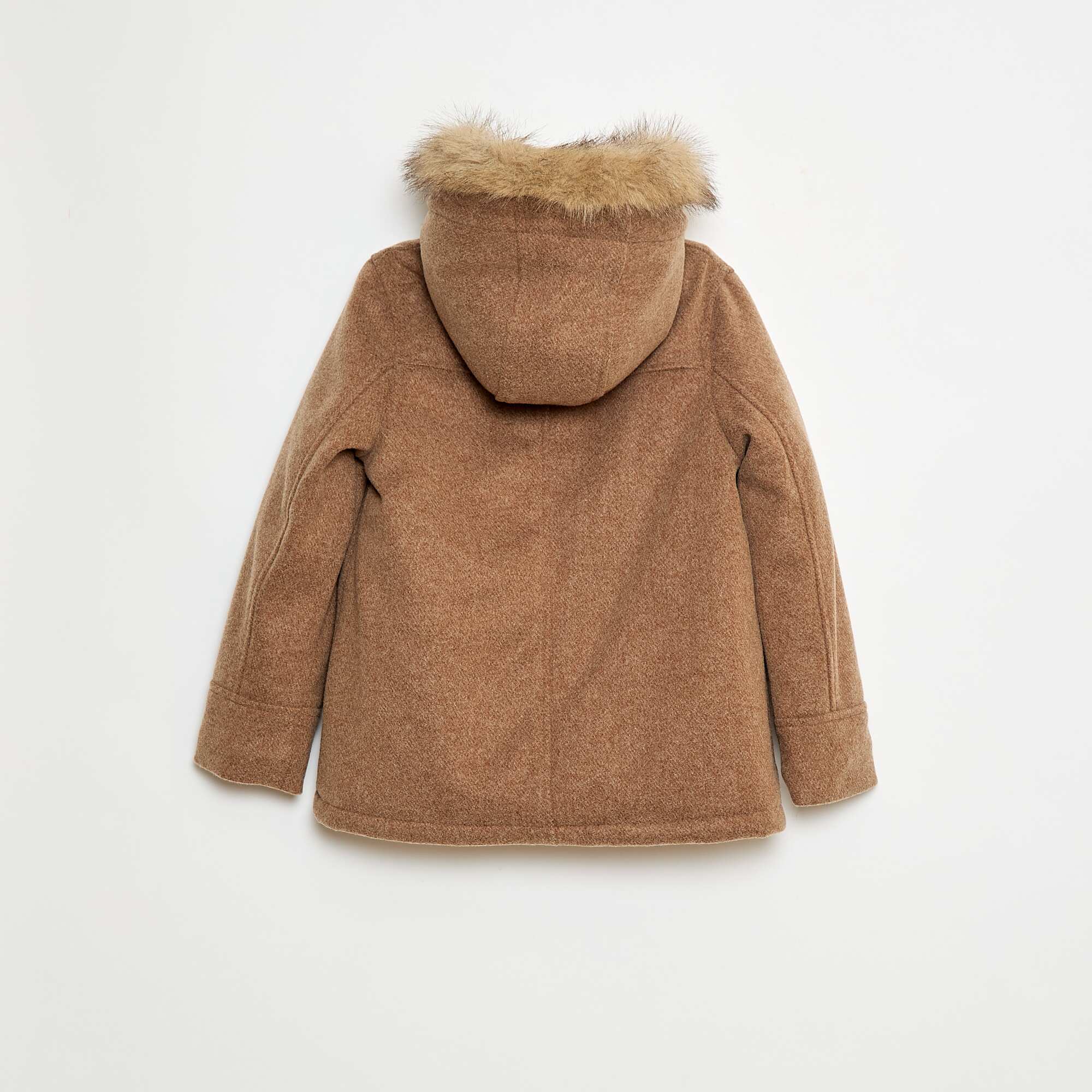 Wool-Look Hooded Coat BROWN - Image 2