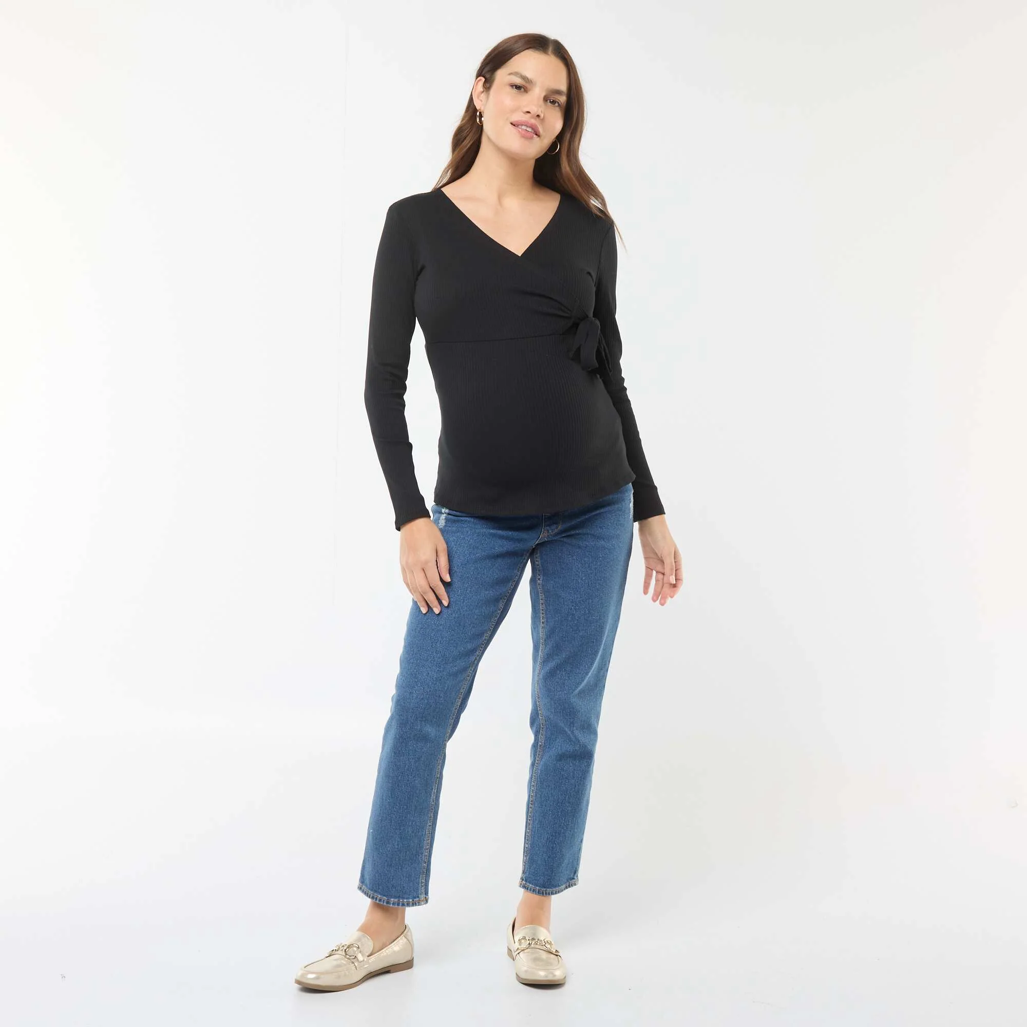 Wrapover nursing T-shirt BLACK - Image 3