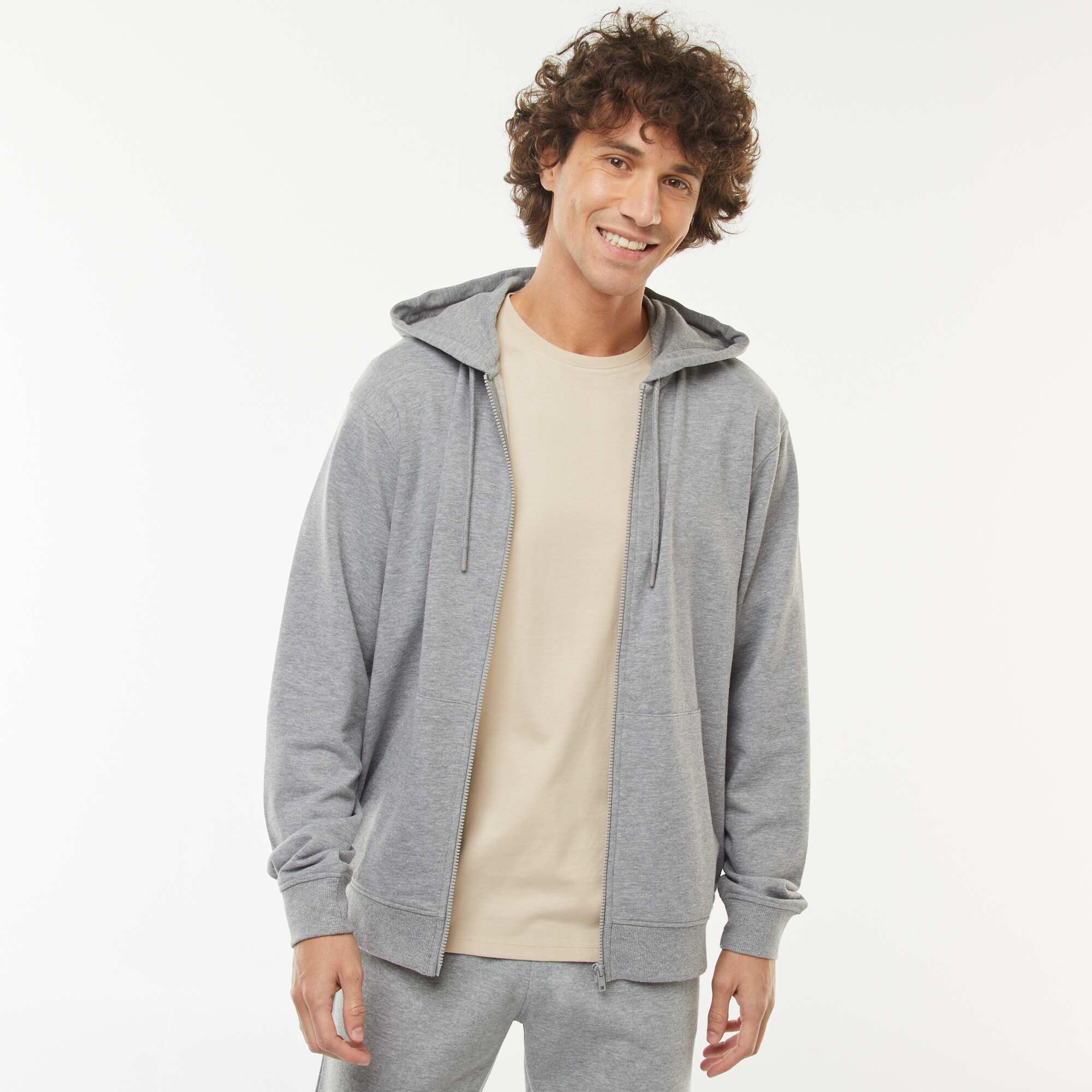 Zip-up sweatshirt fabric hoodie GREY
