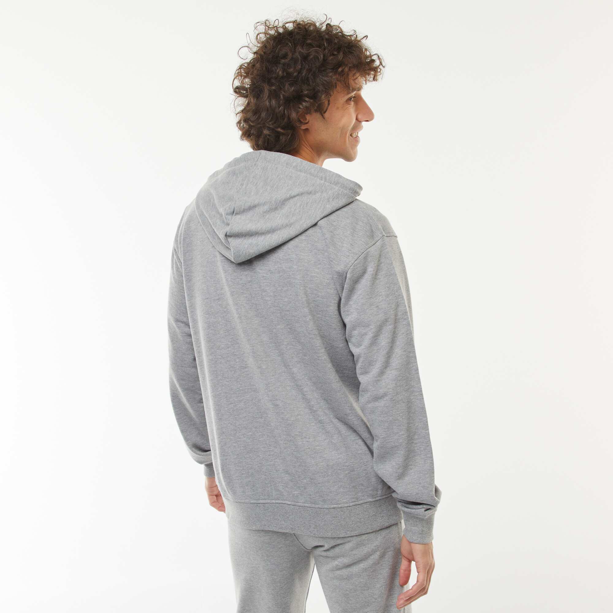 Zip-up sweatshirt fabric hoodie GREY - Image 3