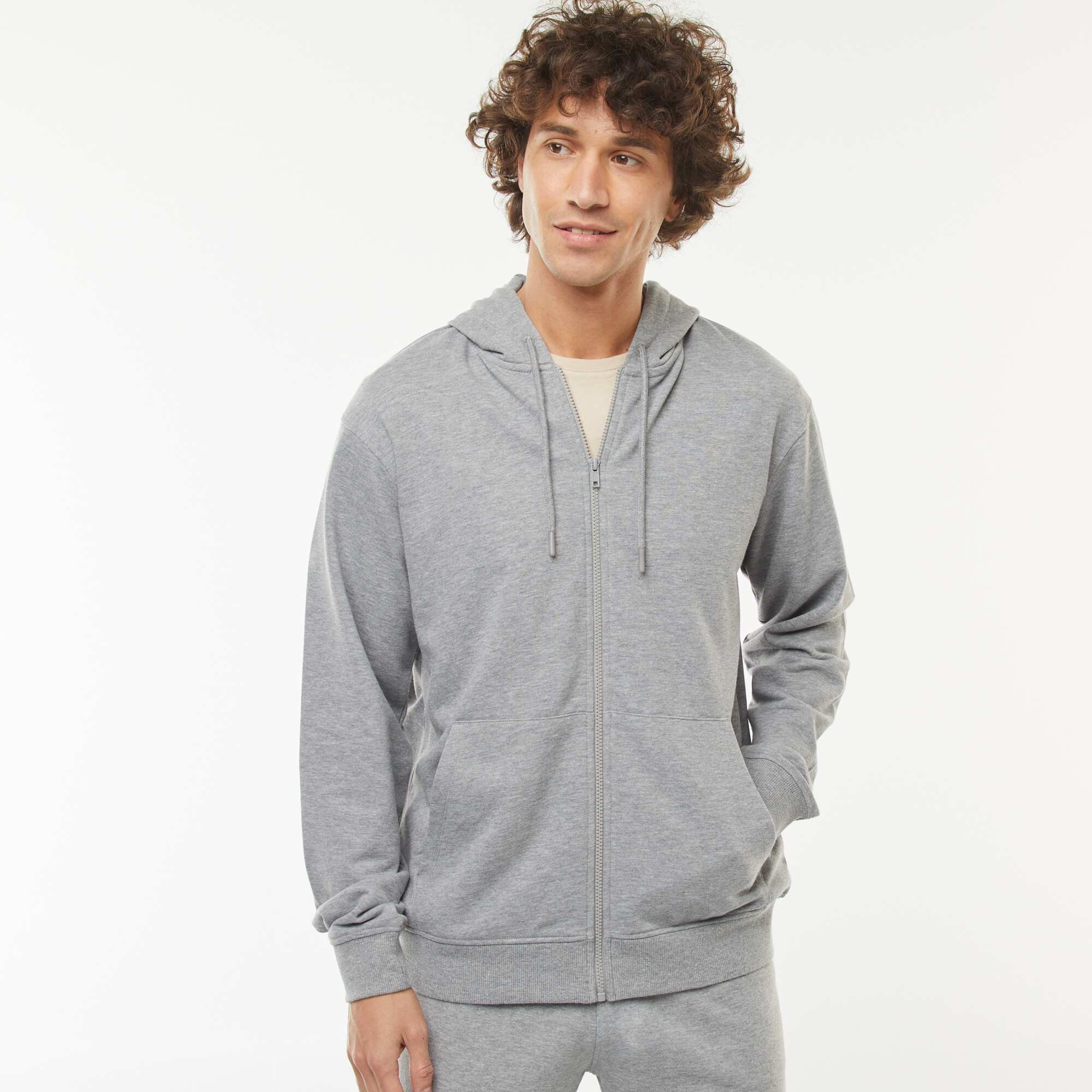 Zip-up sweatshirt fabric hoodie GREY - Image 4