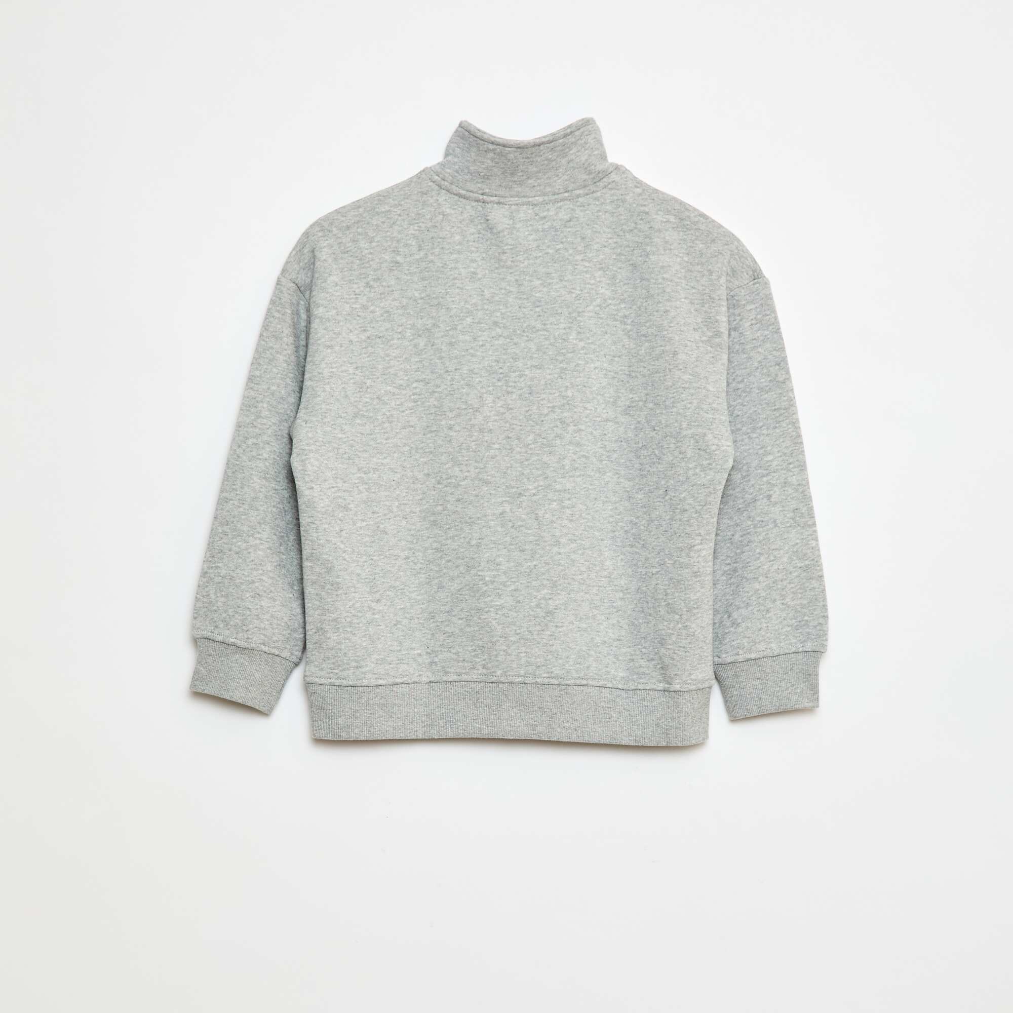 Zip-up sweatshirt in brushed sweatshirt fabric GREY - Image 2